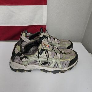 Salomon Techamphibian water shoes in a light green/khaki and yellow colorway 8